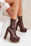 High Heel And Platform Boots Dark Brown Tennira