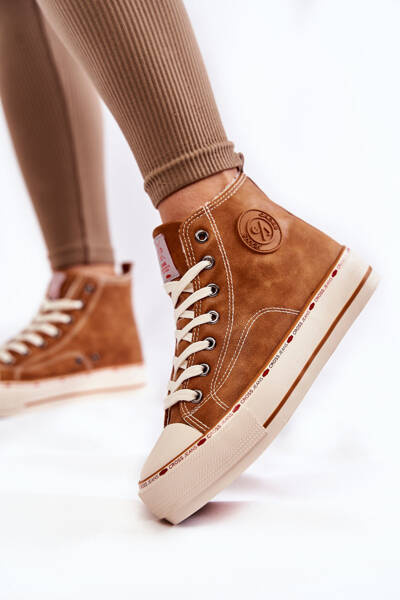 Trampki Damskie Wysokie Ocieplane Cross Jeans Camel KK2R4043C
