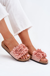 Women's Cork Sole Slippers With Flowers Pink Ferenza