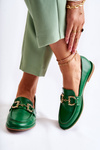 Women's Leather Loafers Green Coriso