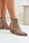 Insulated cowboy boots eco suede with zipper dark beige Virtris