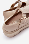 Zazoo 20102 Stylish Leather Loafers on Chunky Platform Beige
