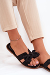 Flat Women's Slippers With Bow Black Tobin