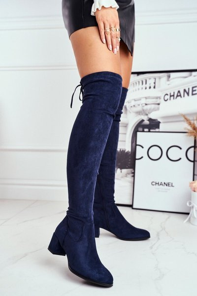 Women's boots Sergio Leone lycra navy blue KZ281