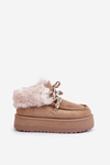 Low women's snow boots on a platform with fur dark beige Neathren