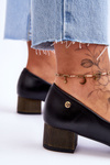 Leather Low Heel Pumps Maciejka 05960-01 Black