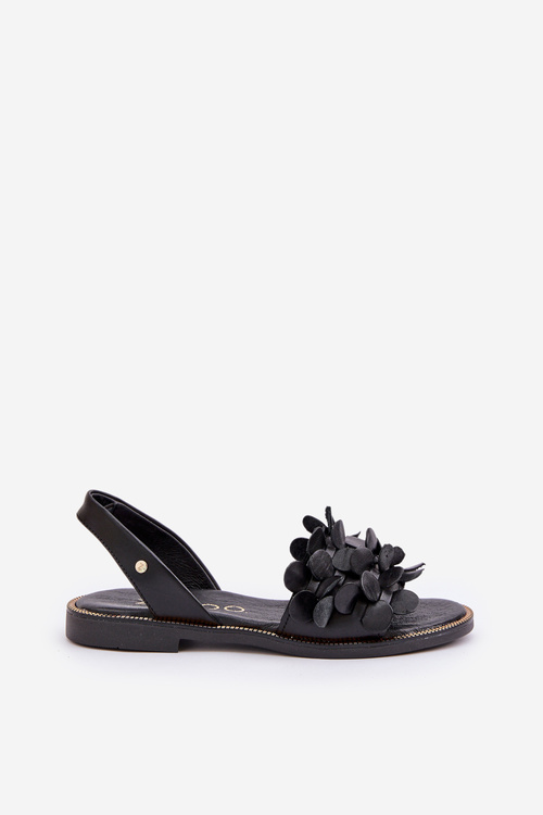Leather Sandals On Flat Heel Zazoo 40425 Black