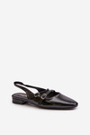 Lacquered Ballet Flats With Straps On Low Heel Black Bialettia