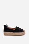 Women's Black Platform Espadrilles with Lacing and Braiding Tailesse