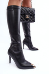 Leather Heeled Boots Black Melisandra