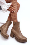 Leather Women's Boots on Heel Lemar Brown Kodra