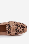 Loafers Women's Moccasins With Decorative Element Leopard Print Beige Evelora