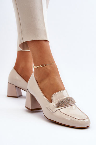 Beige Patent Leather High Heels Felicijana