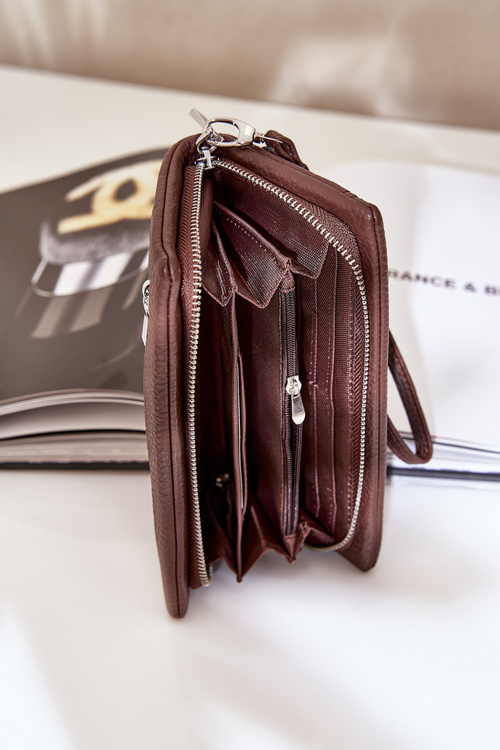 Large Women's Wallet With Embossing Eco Leather Chocolate Martiel