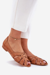 Leather Ballet Flats With Open Toes Maciejka 06908-29/001-1 Brown