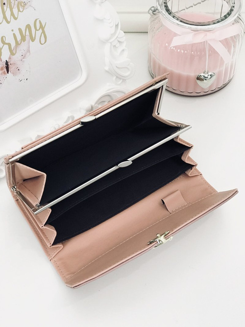 Large Women's Wallet with Heart Powder Pink