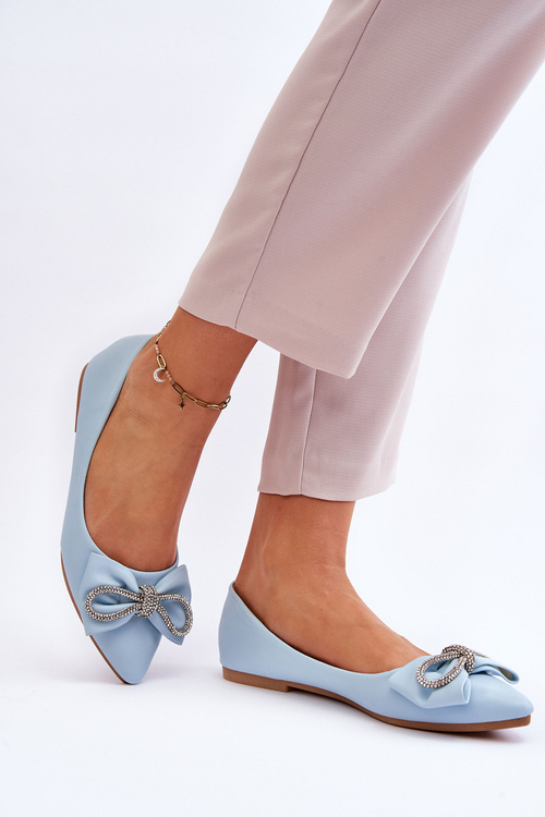 Elegant Ballerinas With A Bow Blue One Time