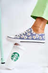 Women's Low Sneakers With Flowers Blue Janey