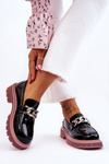 Patent Moccasins With Chain GOE LL2N4039 Black-Purple