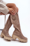 Women's Suede Over-the-Knee Boots Dark Beige Lewski 3367