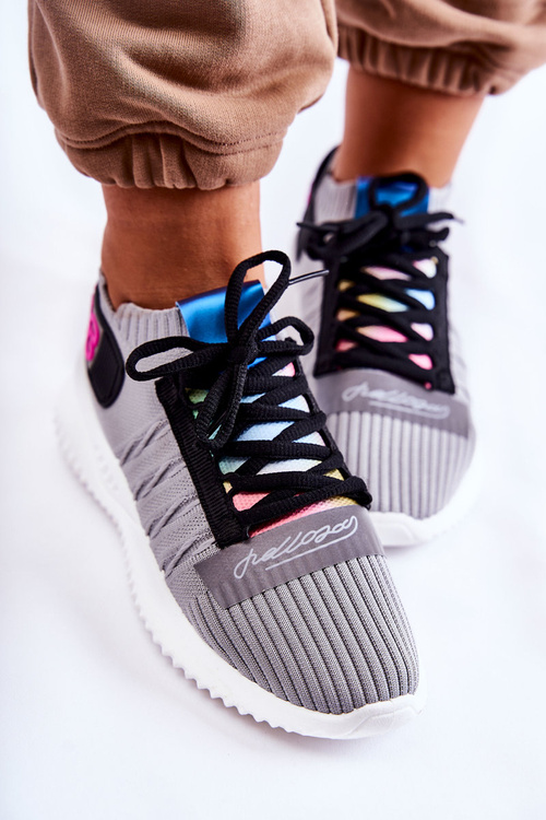 Sportowe Buty Sneakersy Damskie Wsuwane Szare Klayra
