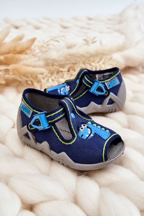 Sandałki Papcie Dziecięce Dinozaur 217P116 Granatowe