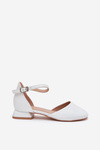 Children's Shiny Sandals On Low Heel White Nelly