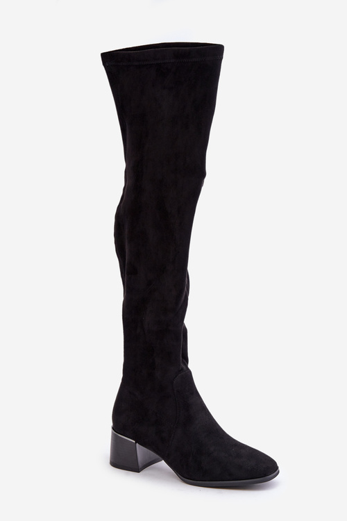 Damskie Kozaki Z Eko Zamszu Za Kolano Eko Zamszowe Czarne Galadi