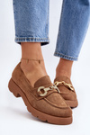 Women's Loafers with Decoration Camel Railenes