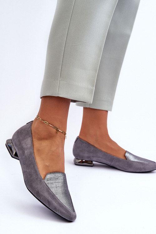 Suede Ballet Flats On A Flat Heel Gray Loxes