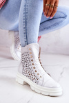 Leather openwork boots White Aileen
