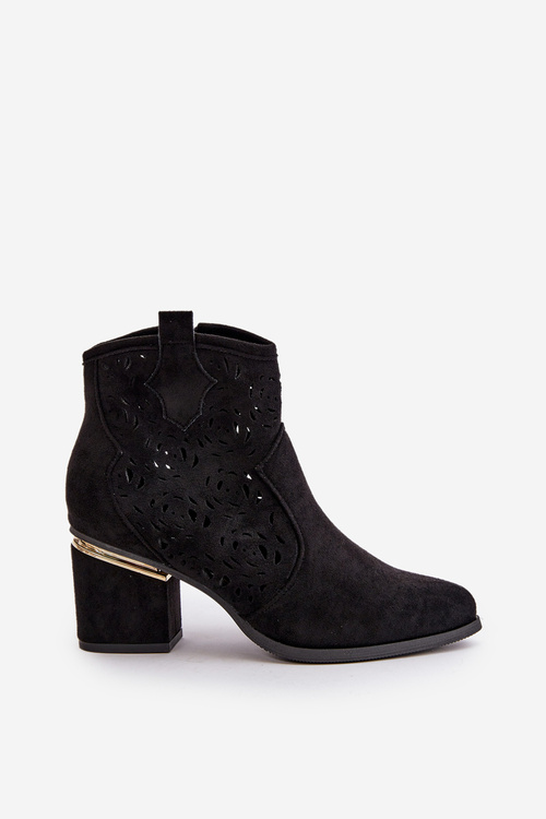 Lace-up Cowboy Booties with Stiletto Heel Black Vosilara