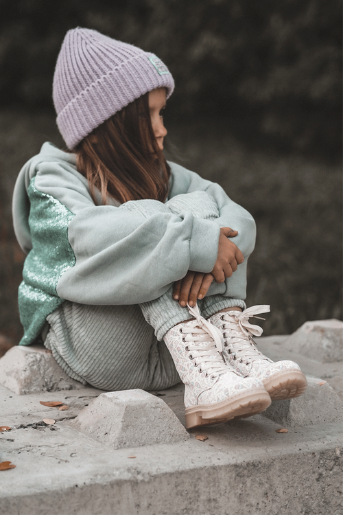 Zip-Up Lined Children's Boots Beige Dolida