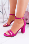 Women's Stiletto Sandals with Pearls Fuchsia Renes