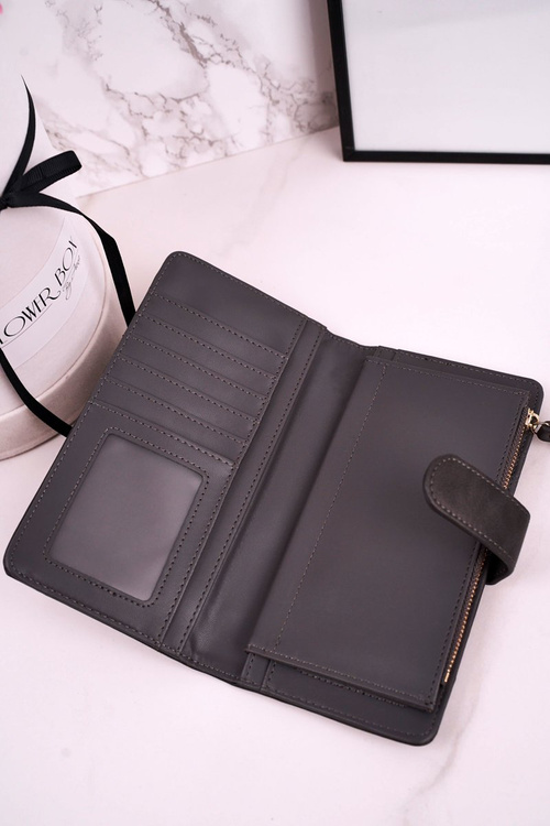 Large Women's Wallet With An Extra Space For Cards Grey