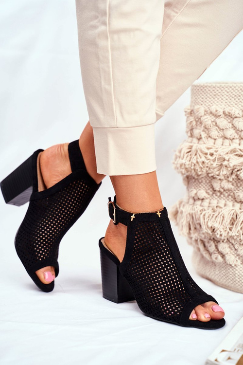 Women’s Boots Peep Toe Suede Spring Black Paradise