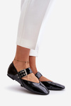 Lacquered Ballerinas With Strap Black Azirae