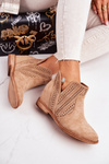 Openwork Boots On A Wedge Beige Melanie