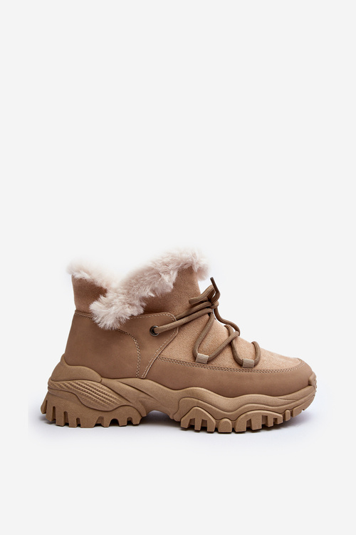 Women's Beige Fur-lined Ankle Boots Cresandi