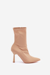 Fabric Stiletto Boots Dark Beige Amune