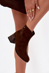 Leather Suede Women's Ankle Boots on Heel Maciejka K7202-02 Chocolate