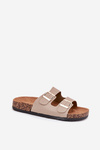 Women's Slip-On Sandals On Cork Sole Beige Cortina