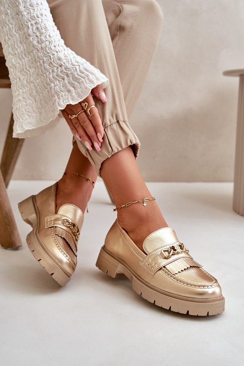 Eco Leather Women's Moccasins With Gold Decoration Zanita