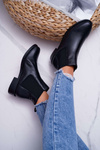 Women's Boots Flat Heel Leather Black Barski W1901