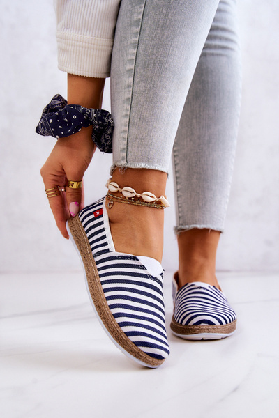 Espadryle Damskie W Paski Slip-on Granatowe Big Star FF276027