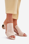 Women's sandals on golden heel light beige Tessira