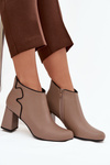 Leather lined ankle boots on heel Beige Ivessara