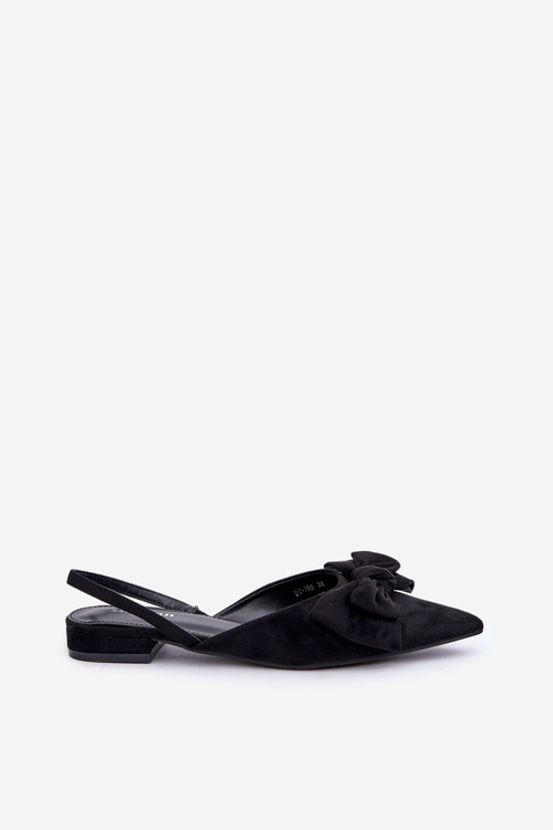 Ballet Flats With Pointed Toes And Bow Black Lotiara