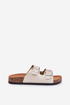 Women's sandals on cork platform with buckles beige Livara