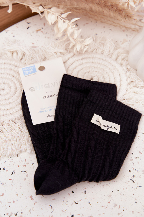 Warm Women's Socks with Wool Black